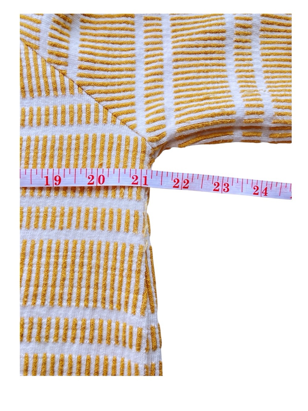 ANTHROPOLOGIE POSTMARK | Mustard Yellow Striped Knit Top | Size XL - Picture 7 of 12